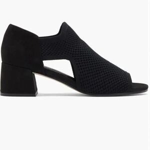 NEW Eileen Fisher Womens Ferris Knit Sandals Black Peep toe Comfort Heel SIZE 9